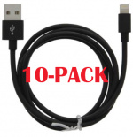 10-PACK Kabel USB-A - Lightning 2,4A, 1 m, svart