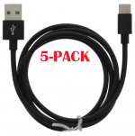 5-PACK kabel USB-A - USB-C 2,4A, 1 m, svart 5-PACK kabel USB-A - USB-C 2,4A, 1 m, svart