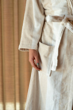 Kosta Linnewäfveri Velourbadekåpe, Navy/Sand, XXL