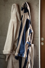 Kosta Linnewäfveri Velourbadekåpe, Navy/Sand, S/M