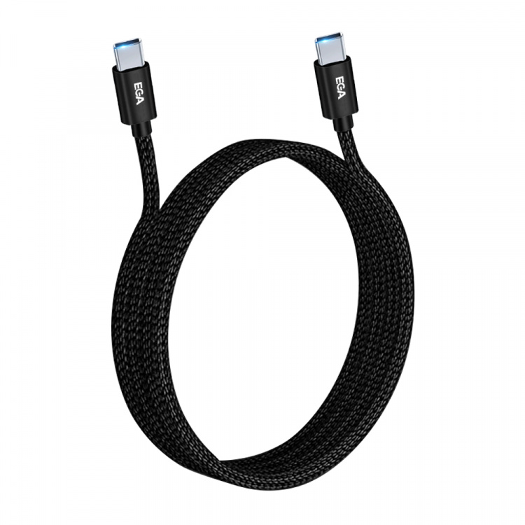 Hurtiglading USB-C til USB-C 6A 240W, 2 m, svart Hurtiglading USB-C til USB-C 6A 240W, 2 m, svart