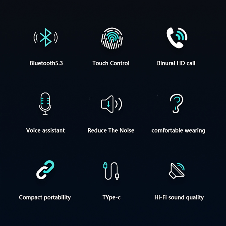 ET03 True Wireless Bluetooth-hodetelefoner, svart ET03 True Wireless Bluetooth-hodetelefoner, svart
