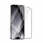 Skjermbeskytter i herdet glass med metallramme, iPhone 15 Pro
