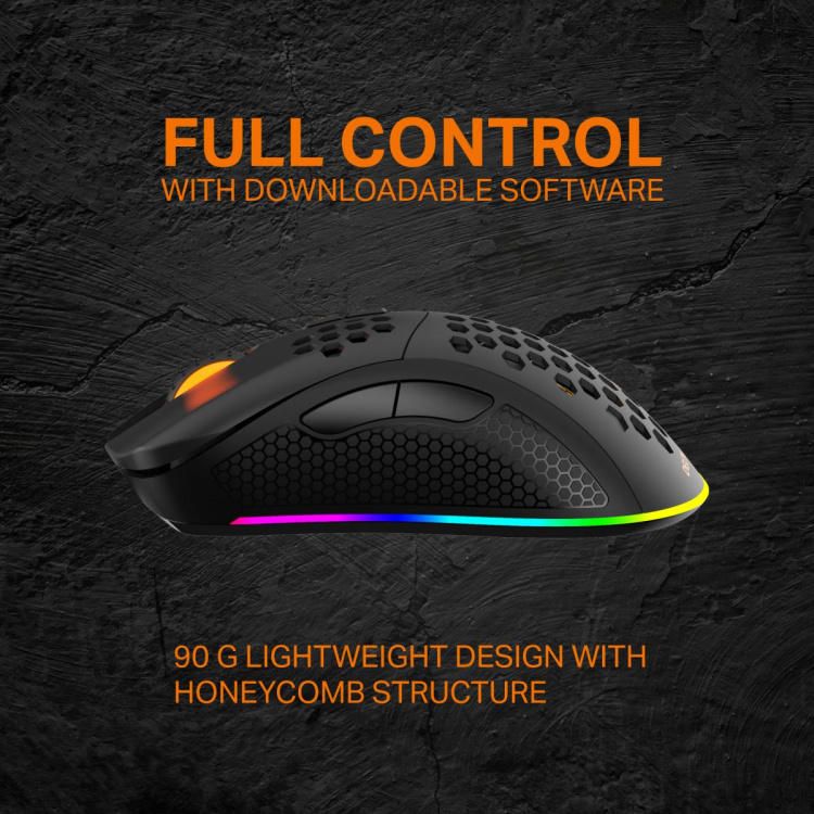 DELTACO GAMING DM220 Trådløs lettvekts gamingmus, RGB, svart DELTACO GAMING DM220 Trådløs lettvekts gamingmus, RGB, svart