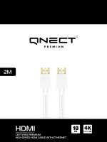 QNECT Premium høyhastighets HDMI m/Ethernet 4K UHD 18 GB, 2 m, Vit QNECT Premium høyhastighets HDMI m/Ethernet 4K UHD 18 GB, 2 m, Vit