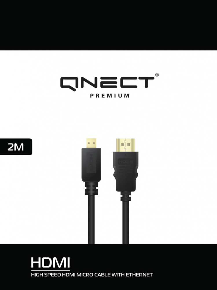 QNECT Høyhastighets HDMI-kabel med Ethernet A - D, 2 m