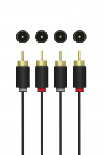 QNECT Stereo RCA-kabel, 2xRCA hann - 2xRCA hann, 3 m