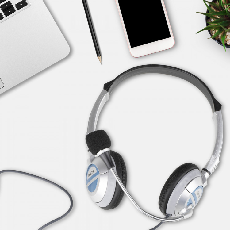 NGS Hodetelefon MSX6PRO 2 x 3,5 mm, volumkontroll, hvit