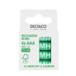 DELTACO Ultimate Ni-Mh oppladbar, LR03/AAA-størrelse, 750 mAh, 4-pk (SG)