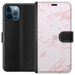 Lommeboketui til Apple iPhone 12 Pro med Rosa Hjerte motiv Lommeboketui til Apple iPhone 12 Pro med Rosa Hjerte motiv