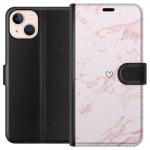 Lommeboketui til Apple iPhone 13 mini med Rosa Hjerte motiv Lommeboketui til Apple iPhone 13 mini med Rosa Hjerte motiv