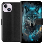 Lommeboketui til Apple iPhone 15 Plus med Ulve motiv