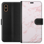 Lommeboketui til Apple iPhone XS Max med Rosa Hjerte motiv