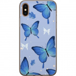 Mobildeksel til Apple iPhone XS Max med Blå sommerfugler motiv Mobildeksel til Apple iPhone XS Max med Blå sommerfugler motiv