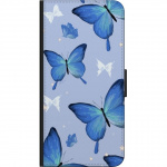 Lommeboketui til Huawei P40 lite E med Blå sommerfugler motiv