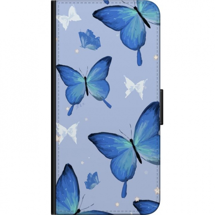 Lommeboketui til Huawei P40 lite E med Blå sommerfugler motiv