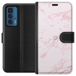 Lommeboketui til Motorola Edge 20 Pro med Rosa Hjerte motiv