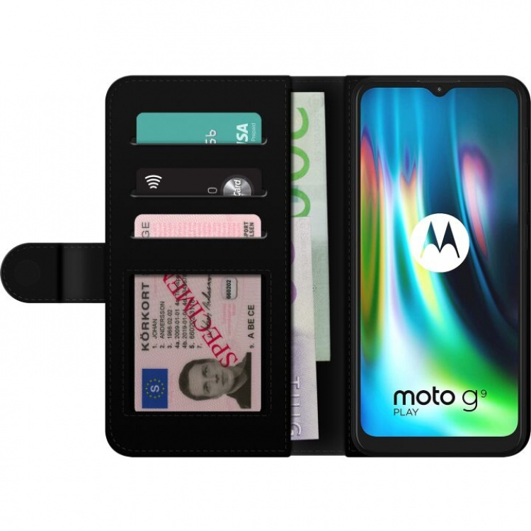 Lommeboketui til Motorola Moto G9 Play med Metalliskt mønster motiv