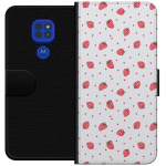 Lommeboketui til Motorola Moto G9 Play med Jordbær motiv