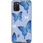 Mobildeksel til Samsung Galaxy A03s med Blå sommerfugler motiv Mobildeksel til Samsung Galaxy A03s med Blå sommerfugler motiv