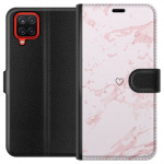 Lommeboketui til Samsung Galaxy A12 med Rosa Hjerte motiv