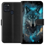 Lommeboketui til Samsung Galaxy A21s med Ulve motiv Lommeboketui til Samsung Galaxy A21s med Ulve motiv
