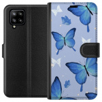 Lommeboketui til Samsung Galaxy A42 5G med Blå sommerfugler motiv