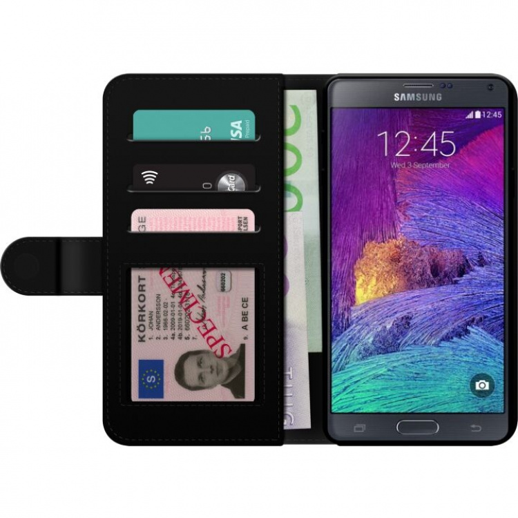 Lommeboketui til Samsung Galaxy Note 4 med Glad Hund motiv Lommeboketui til Samsung Galaxy Note 4 med Glad Hund motiv