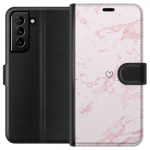 Lommeboketui til Samsung Galaxy S21+ 5G med Rosa Hjerte motiv