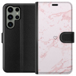 Lommeboketui til Samsung Galaxy S23 Ultra med Rosa Hjerte motiv
