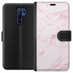 Lommeboketui til Xiaomi Redmi 9 med Rosa Hjerte motiv