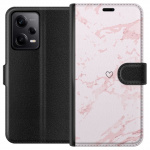 Lommeboketui til Xiaomi Redmi Note 12 Pro med Rosa Hjerte motiv