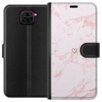 Lommeboketui til Xiaomi Redmi Note 9 med Rosa Hjerte motiv
