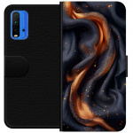 Lommeboketui til Xiaomi Redmi Note 9 4G med Brennende silke motiv