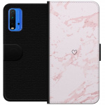 Lommeboketui til Xiaomi Redmi Note 9 4G med Rosa Hjerte motiv
