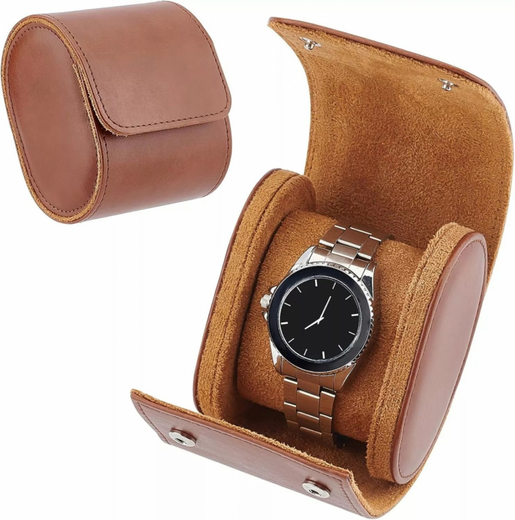 Resefodral i PU-läder 1 klocka, Brun Resefodral i PU-läder 1 klocka, Brun