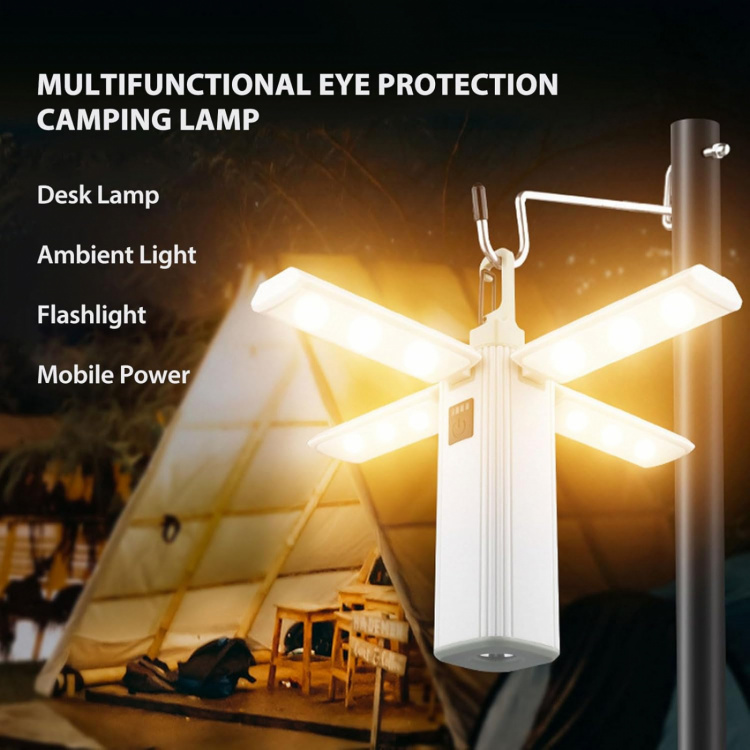 Sammenleggbar LED-campinglampe med flere lysmoduser