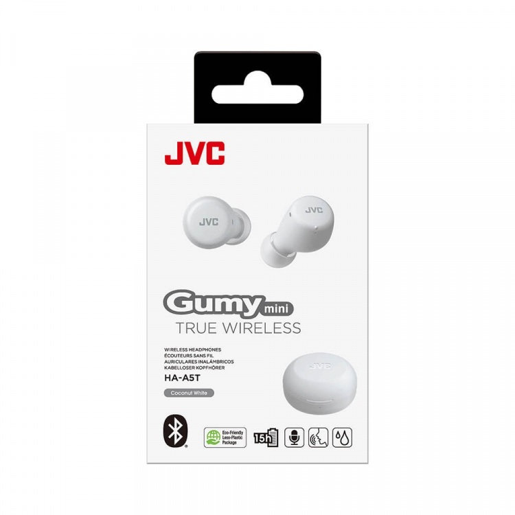 JVC Hodetelefon In-Ear True Wireless Gumy Mini HA-A5T Hvit JVC Hodetelefon In-Ear True Wireless Gumy Mini HA-A5T Hvit