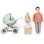 Lundby Dukke med baby og barnevogn