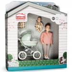 Lundby Dukke med baby og barnevogn