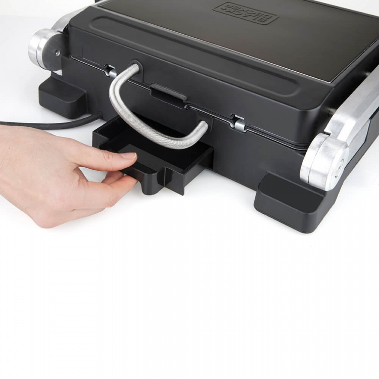 BLACK+DECKER Bordgrill, Ekstra Plate 2000W, Børstet Stål