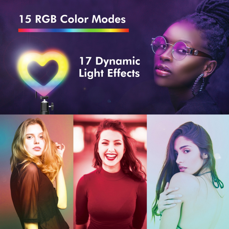 LogiLink Ringlys Hjerteformet RGB-ringlys med bordstativ LogiLink Ringlys Hjerteformet RGB-ringlys med bordstativ