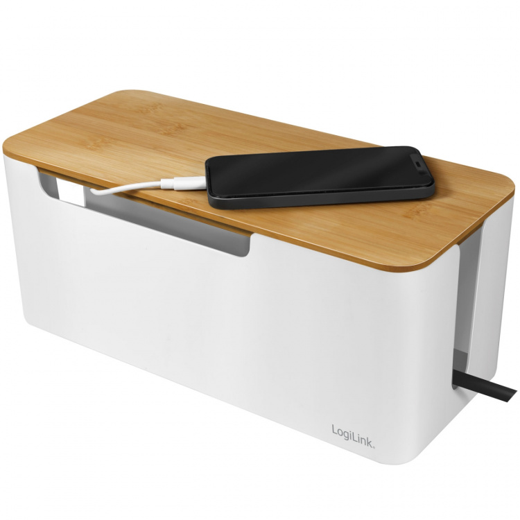 LogiLink Kabelboks - Kabelboks med bambuslokk 32x14x13cm LogiLink Kabelboks - Kabelboks med bambuslokk 32x14x13cm