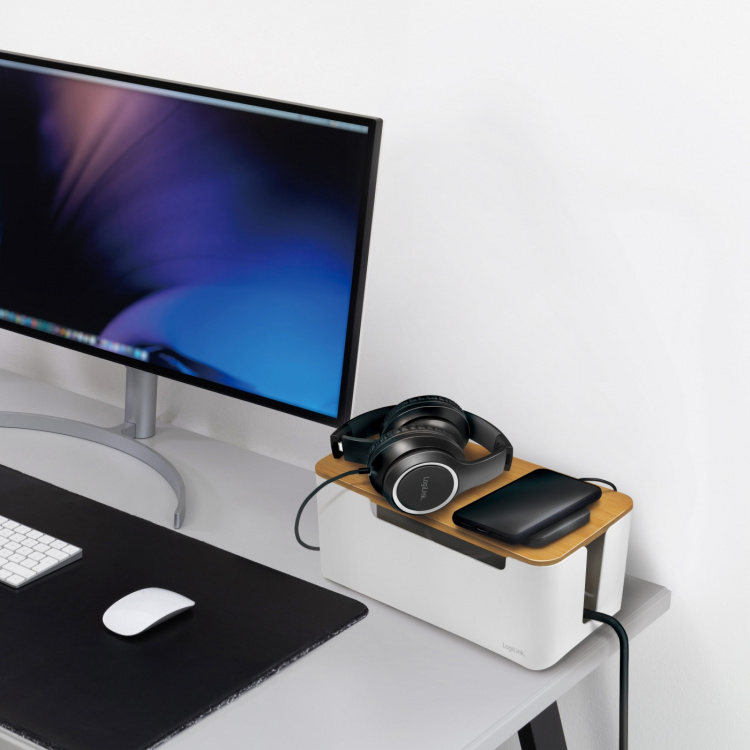 LogiLink Kabelboks - Kabelboks med bambuslokk 32x14x13cm LogiLink Kabelboks - Kabelboks med bambuslokk 32x14x13cm