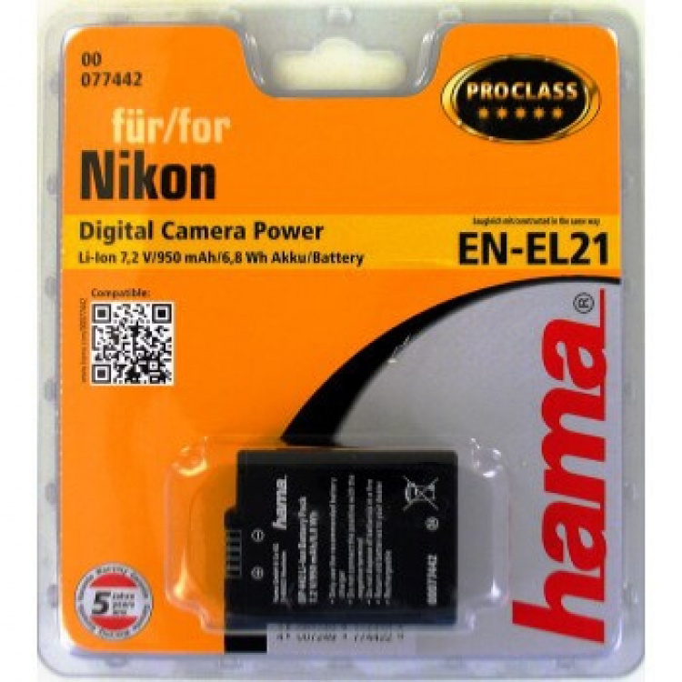Hama Kamerabatteri Nikon EN-EL21 Li-Ion 7,2V/950mAh Hama Kamerabatteri Nikon EN-EL21 Li-Ion 7,2V/950mAh