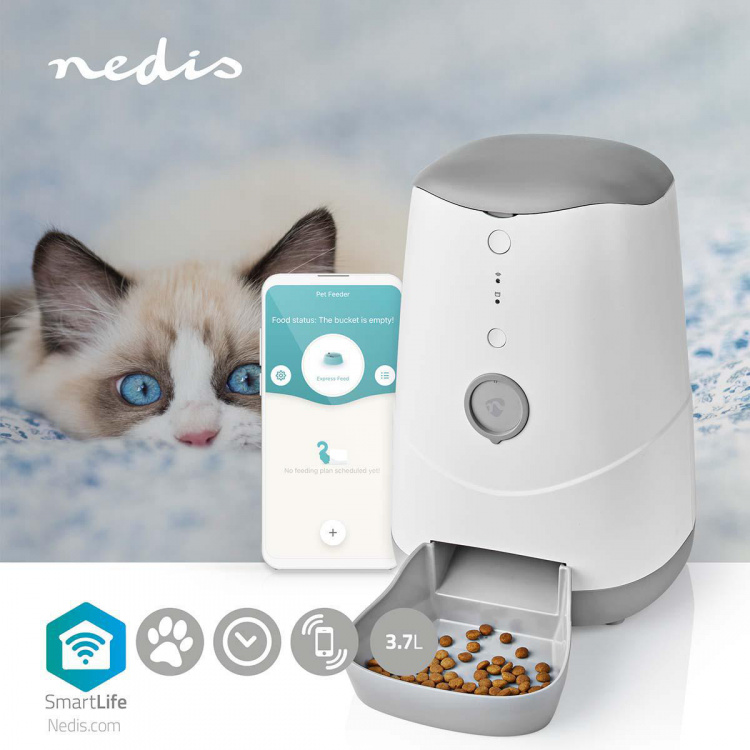 Nedis SmartLife Dyrematdispenser | Automatisk hunde- og kattemater | Wi-Fi | 3.7 l | Android™ / IOS
