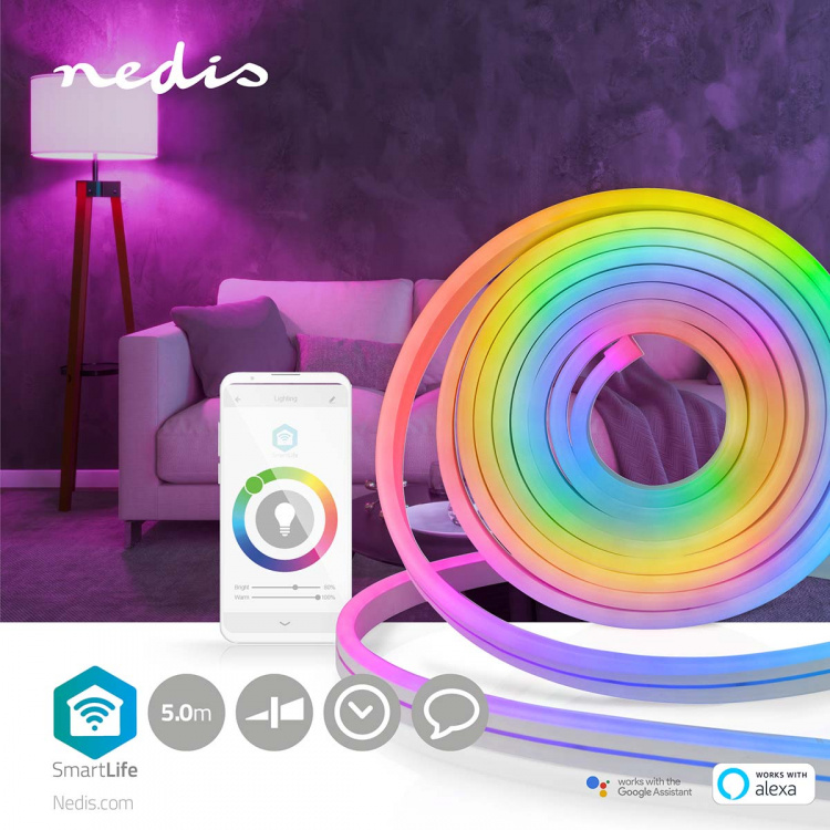 Nedis SmartLife LED-Stripe | Multifarge | SMD | 5.00 m | IP65 | 2700 K | 480 lm | Android™ / IOS