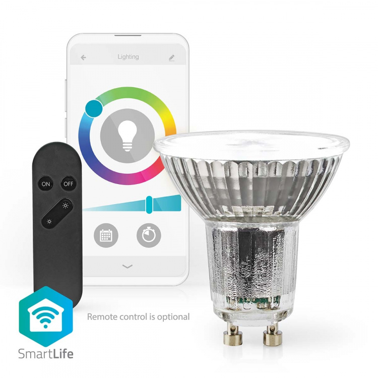 Nedis SmartLife LED-Spot | Wi-Fi | GU10 | 345 lm | 5 W | RGB / Varm til avkjølt hvitt | 2700 - 6500 K | Energiklasse: G | Android™ / IOS | PAR16 | 1 stk Nedis SmartLife LED-Spot | Wi-Fi | GU10 | 345 lm | 5 W | RGB / Varm til avkjølt hvitt | 2700 - 6500 K | Energiklasse: G | Android™ / IOS | PAR16 | 1 stk