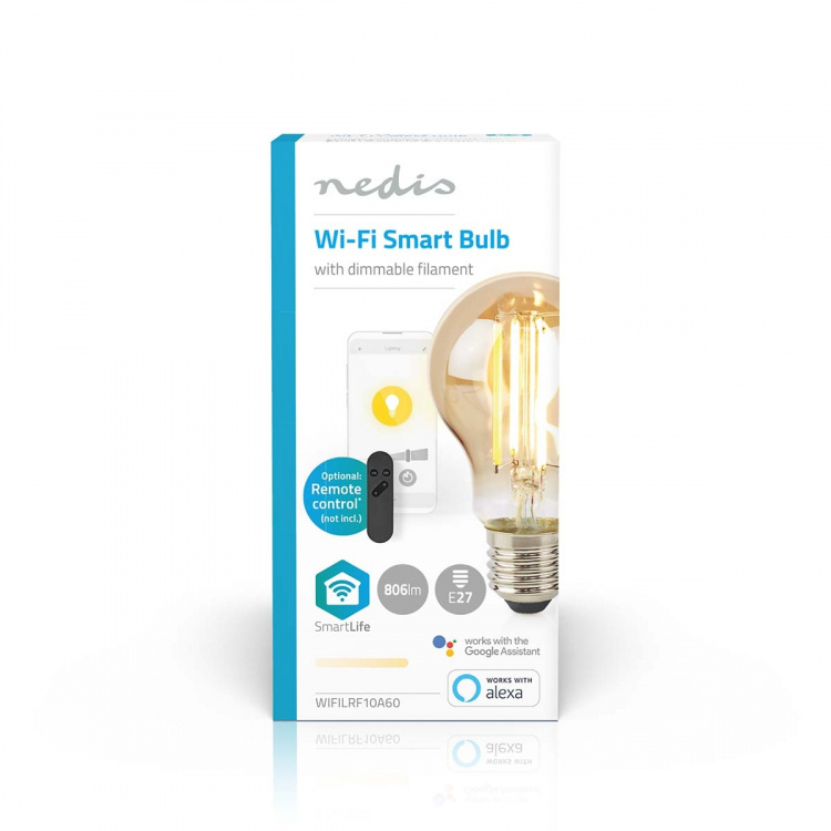 Nedis SmartLife LED Lyspære | E27 | 806 lm | 7 W | Varm Hvit | 1800 - 3000 K | Glass | Android™ / IOS | pære | 1 stk