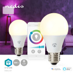 Nedis SmartLife Fullfarge LED-Pære | E27 | 806 lm | 9 W | RGB / Varm til avkjølt hvitt | 2700 - 6500 K | Android™ / IOS | pære | 2 stk